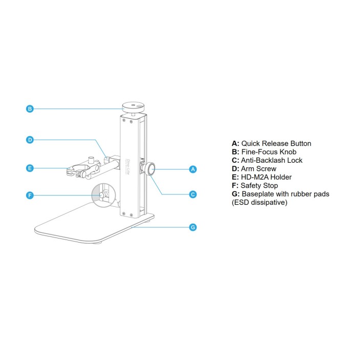 RK-10FS Stand profesional de laborator pentru microscop - quick release si baza grea pentru stabilitate